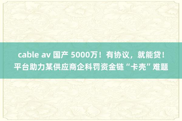 cable av 国产 5000万！有协议，就能贷！平台助力某供应商企科罚资金链“卡壳”难题