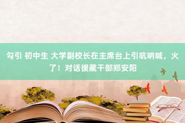 勾引 初中生 大学副校长在主席台上引吭呐喊，火了！对话援藏干部郑安阳