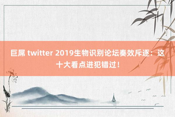 巨屌 twitter 2019生物识别论坛奏效斥逐：这十大看点进犯错过！