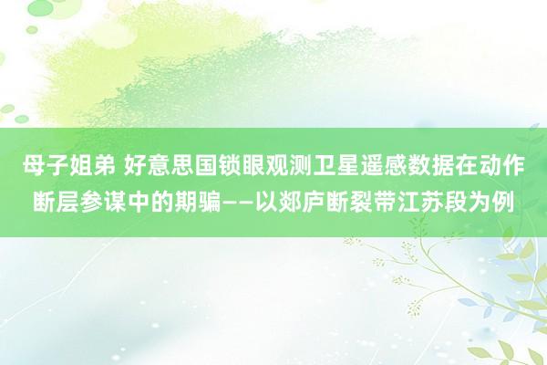 母子姐弟 好意思国锁眼观测卫星遥感数据在动作断层参谋中的期骗——以郯庐断裂带江苏段为例